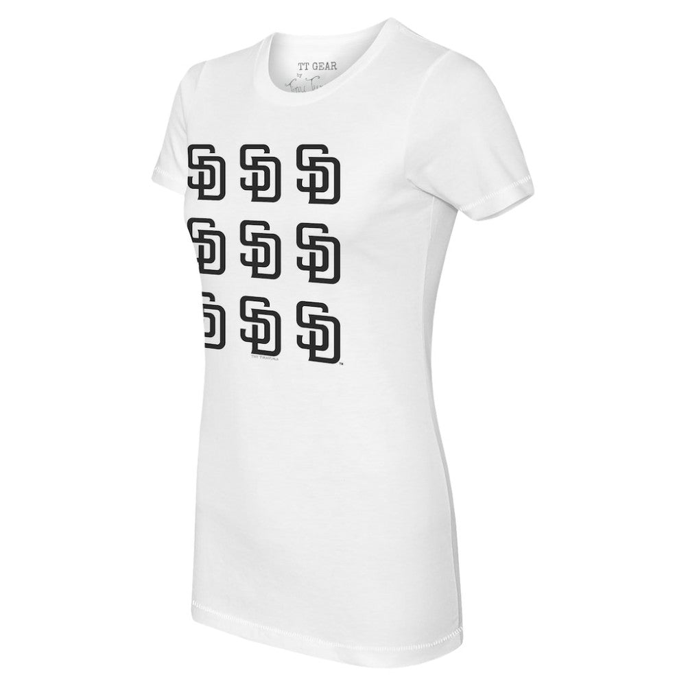 White San Diego Padres Tiny Turnip Women's Logo Grid T-Shirt