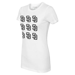 White San Diego Padres Tiny Turnip Women's Logo Grid T-Shirt