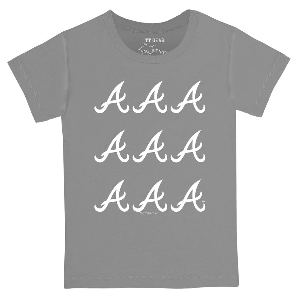 Gray Atlanta Braves Tiny Turnip Youth Logo Grid  T-Shirt