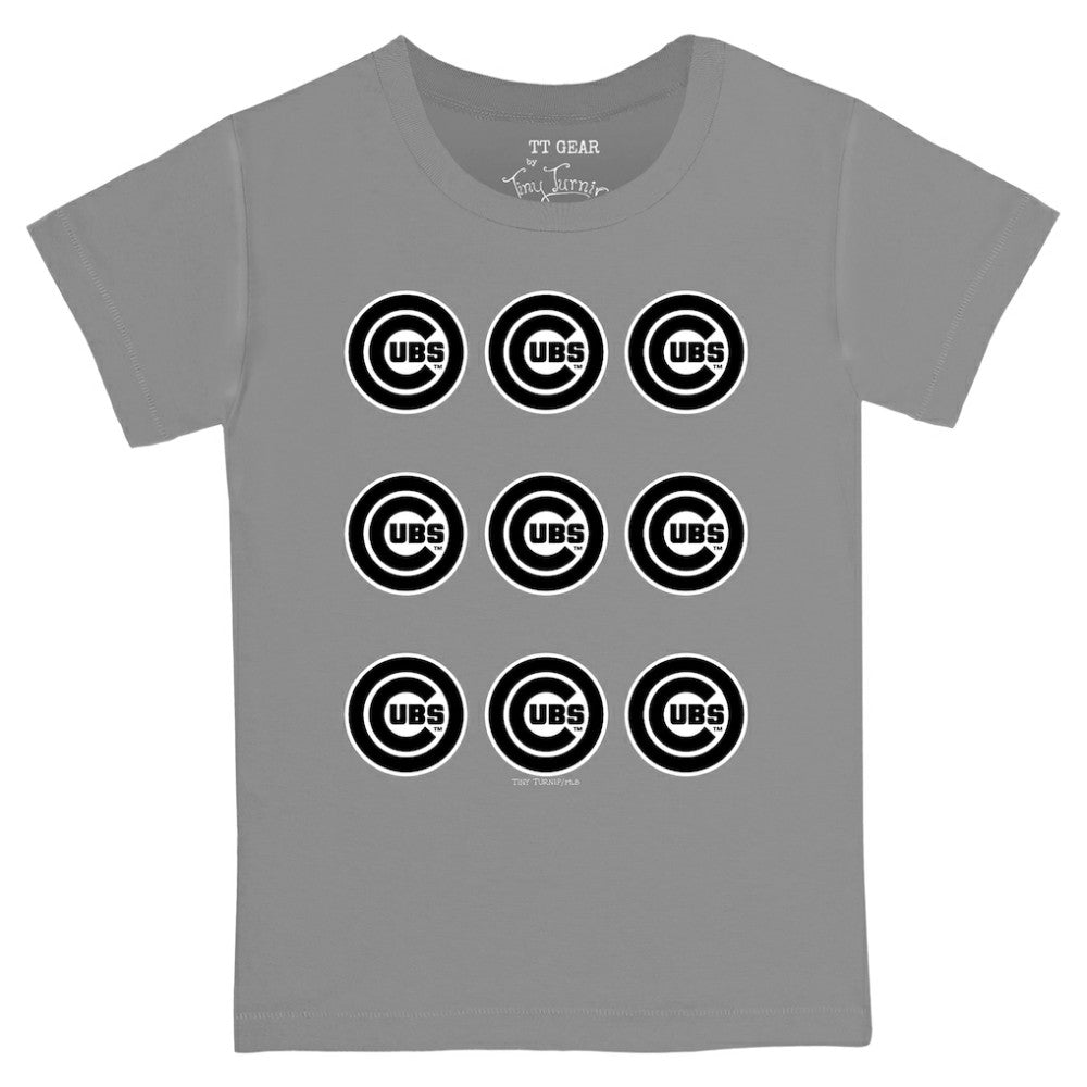 Gray Chicago Cubs Tiny Turnip Youth Logo Grid  T-Shirt