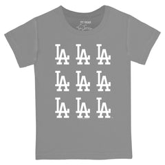 Gray Los Angeles Dodgers Tiny Turnip Youth Logo Grid  T-Shirt