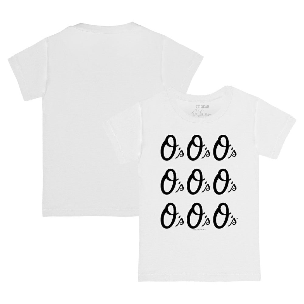 White Baltimore Orioles Tiny Turnip Youth Logo Grid T-Shirt