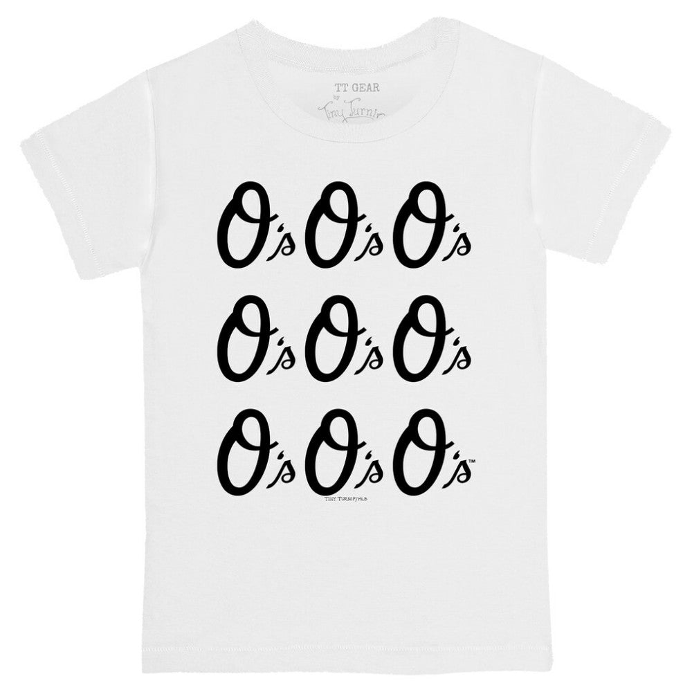 White Baltimore Orioles Tiny Turnip Youth Logo Grid T-Shirt