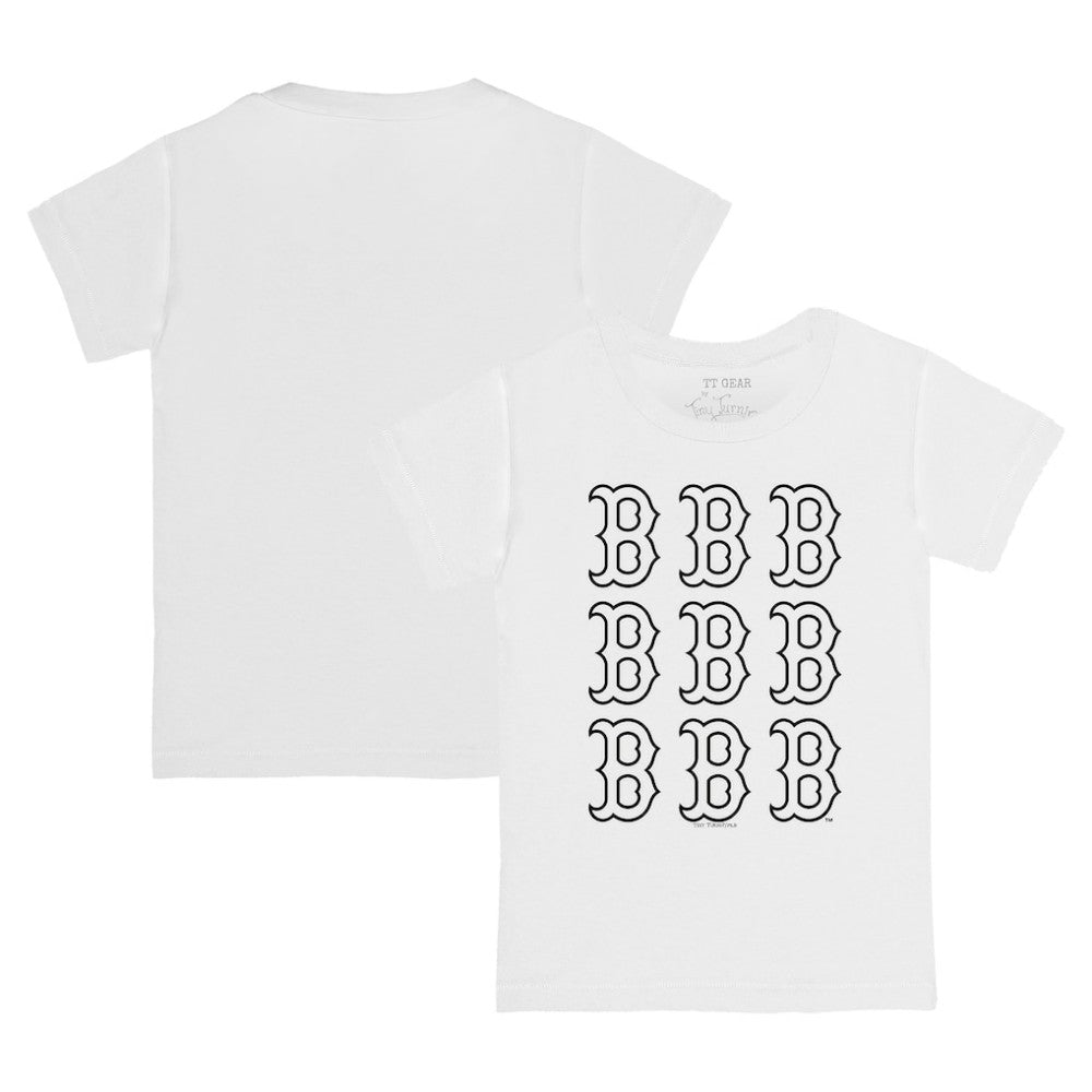White Boston Red Sox Tiny Turnip Youth Logo Grid T-Shirt