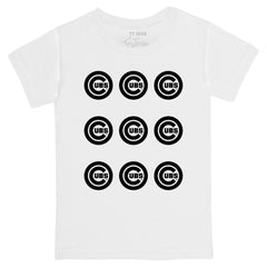 White Chicago Cubs Tiny Turnip Youth Logo Grid T-Shirt