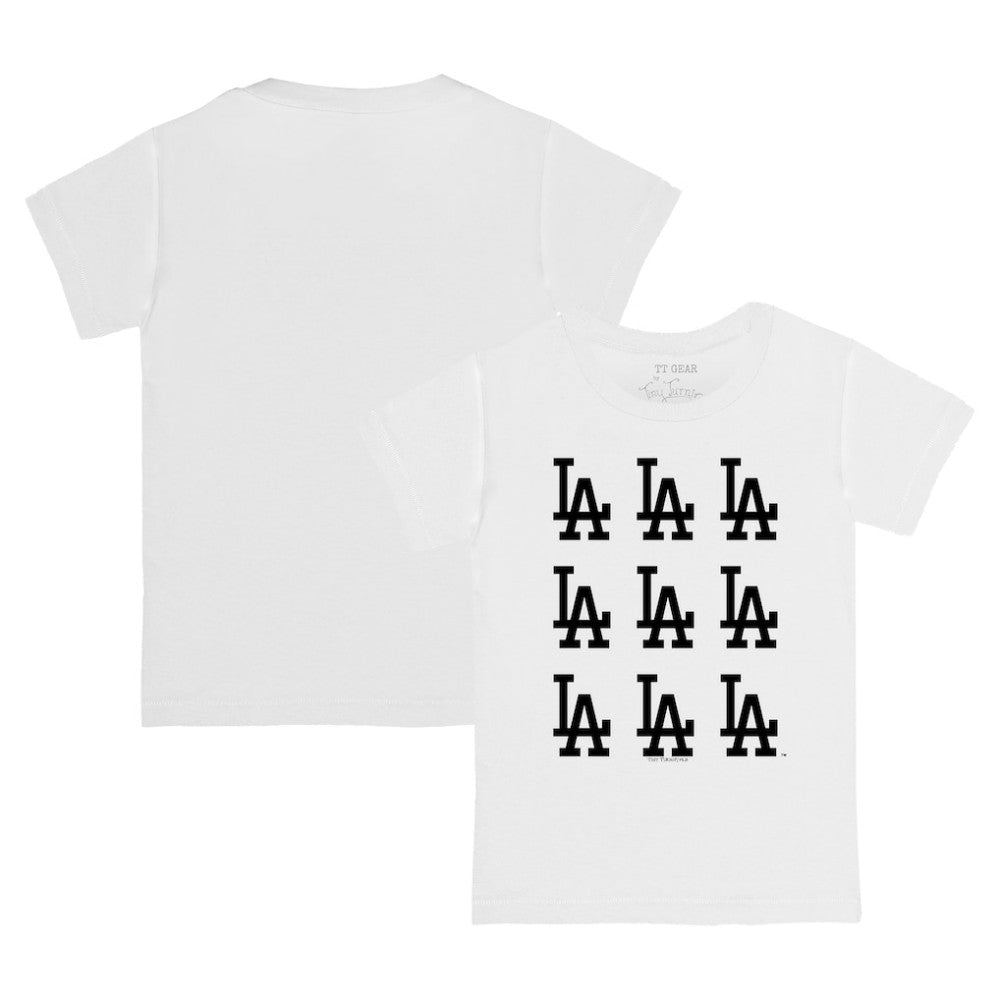 White Los Angeles Dodgers Tiny Turnip Youth Logo Grid T-Shirt