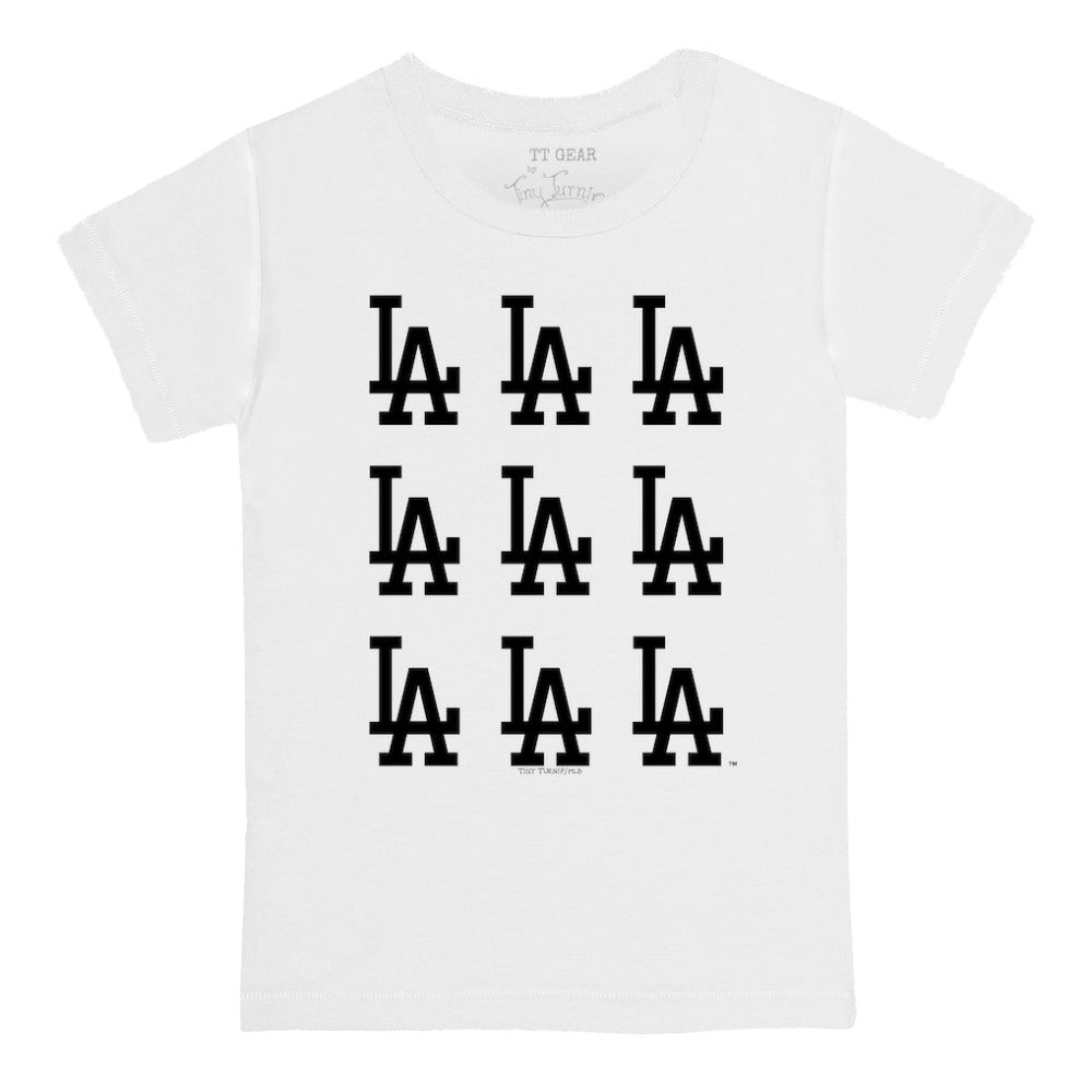 White Los Angeles Dodgers Tiny Turnip Youth Logo Grid T-Shirt