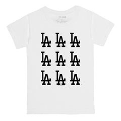 White Los Angeles Dodgers Tiny Turnip Youth Logo Grid T-Shirt