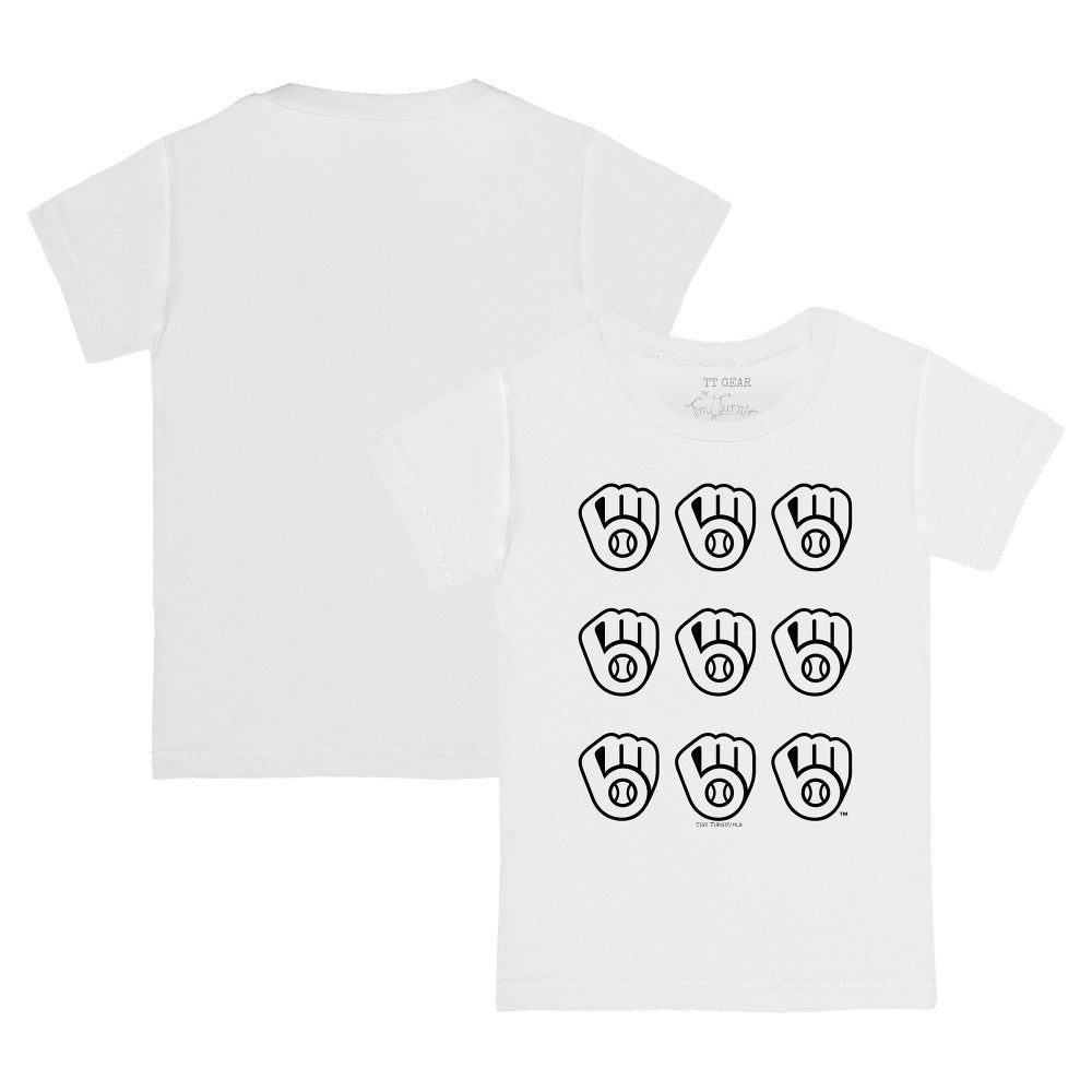 White Milwaukee Brewers Tiny Turnip Youth Logo Grid T-Shirt