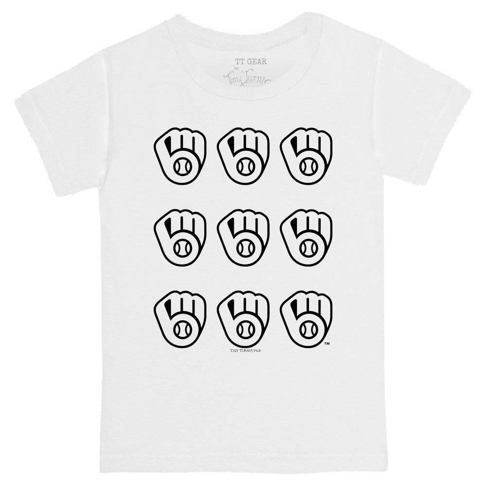White Milwaukee Brewers Tiny Turnip Youth Logo Grid T-Shirt