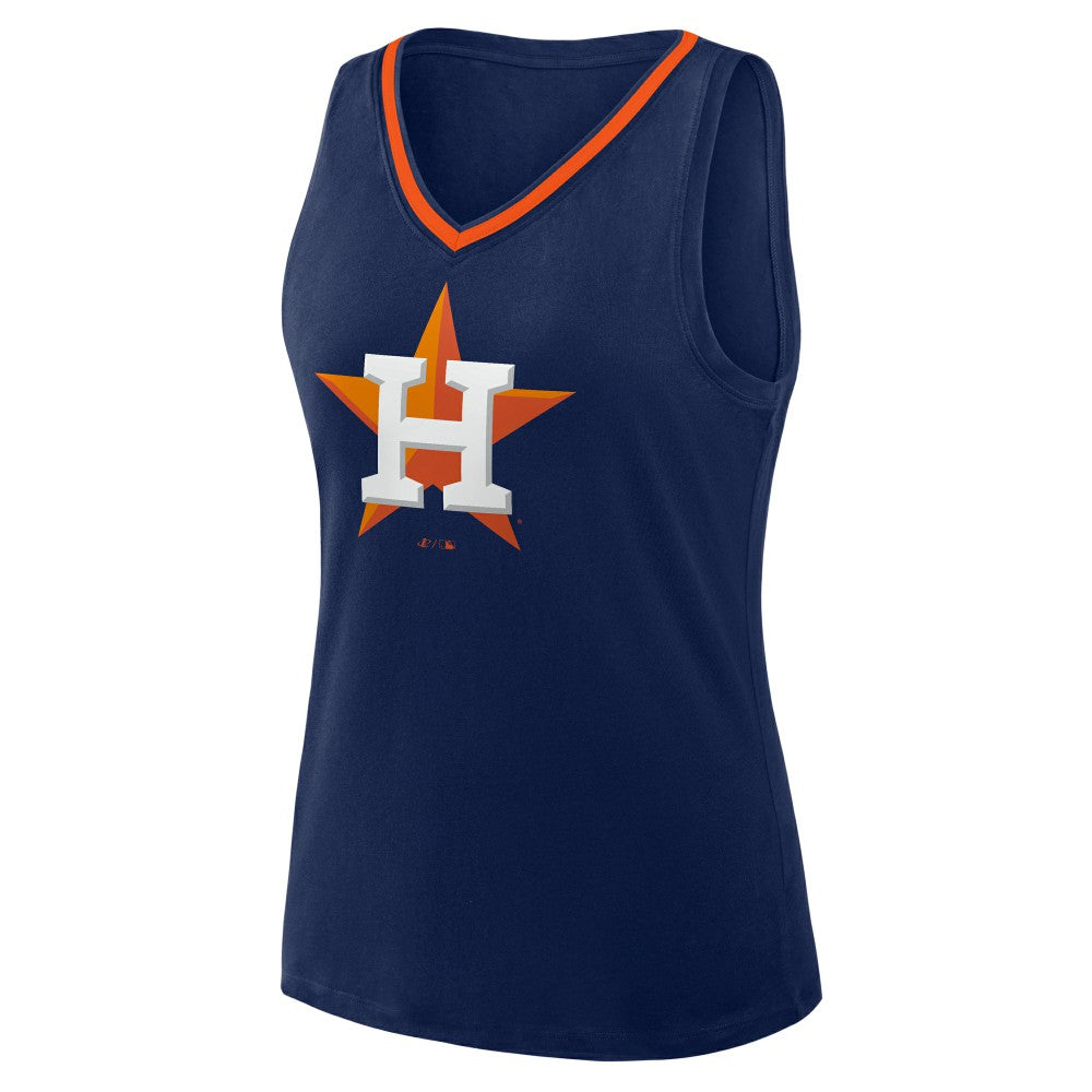 Navy Houston Astros Women's Plus Sized Stellar Win V-Neck Tank Top