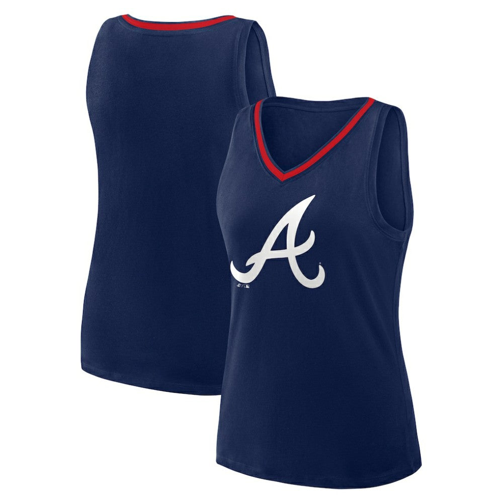 Navy Atlanta Braves Women's Plus Sized Stellar Win V-Neck Tank Top