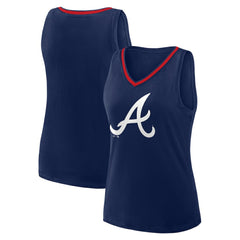 Navy Atlanta Braves Women's Plus Sized Stellar Win V-Neck Tank Top