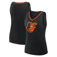 Black Baltimore Orioles Women's Plus Sized Stellar Win V-Neck Tank Top