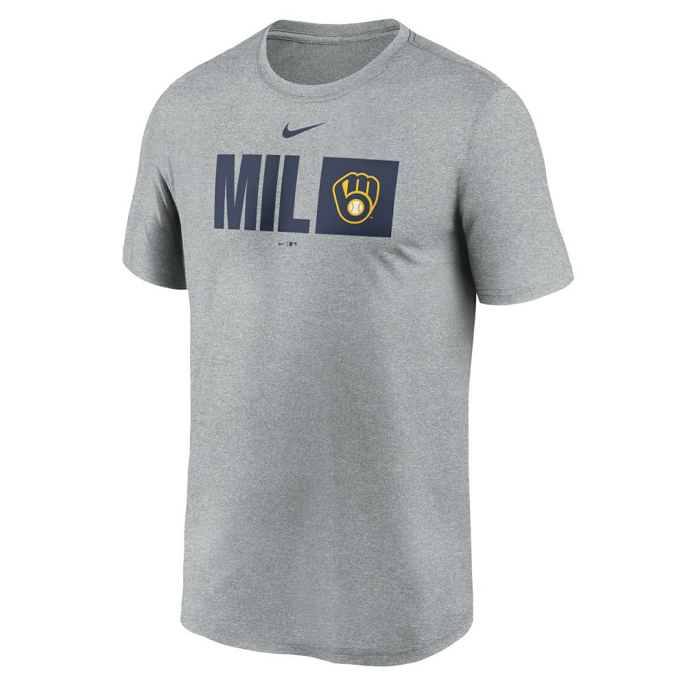 Heather Gray Milwaukee Brewers Nike Tricode Legend Performance T-Shirt