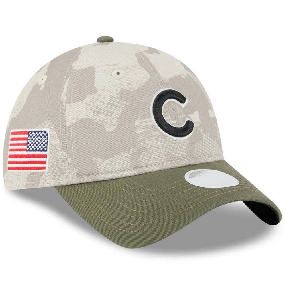 Light Beige/Olive Chicago Cubs New Era Women's 2025 Armed Forces Day 9TWENTY Adjustable Hat