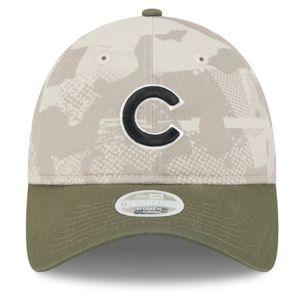 Light Beige/Olive Chicago Cubs New Era Women's 2025 Armed Forces Day 9TWENTY Adjustable Hat
