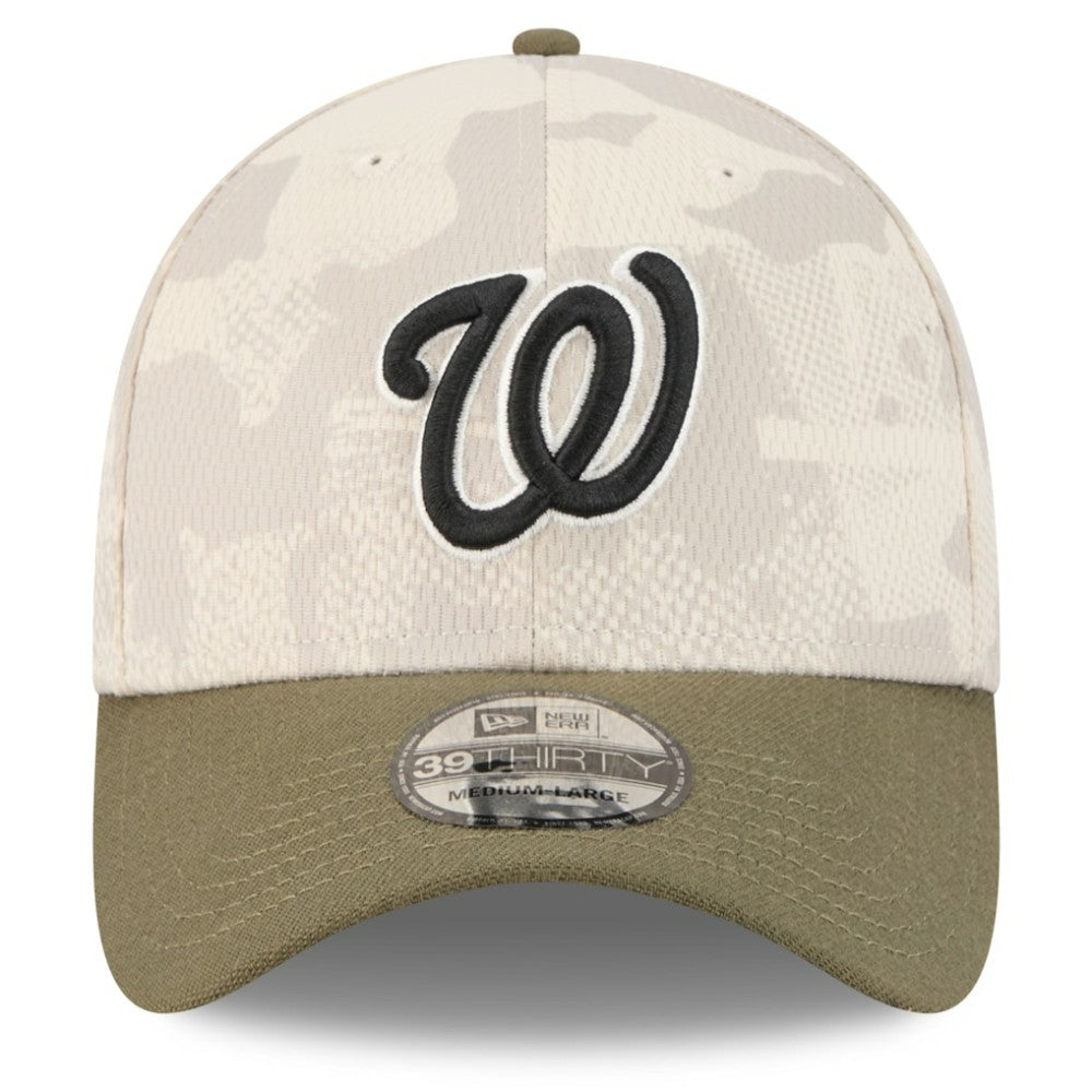 Light Beige/Olive Washington Nationals New Era 2025 Armed Forces Day 39THIRTY Flex Hat