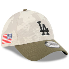 Light Beige/Olive Los Angeles Dodgers New Era 2025 Armed Forces Day 39THIRTY Flex Hat