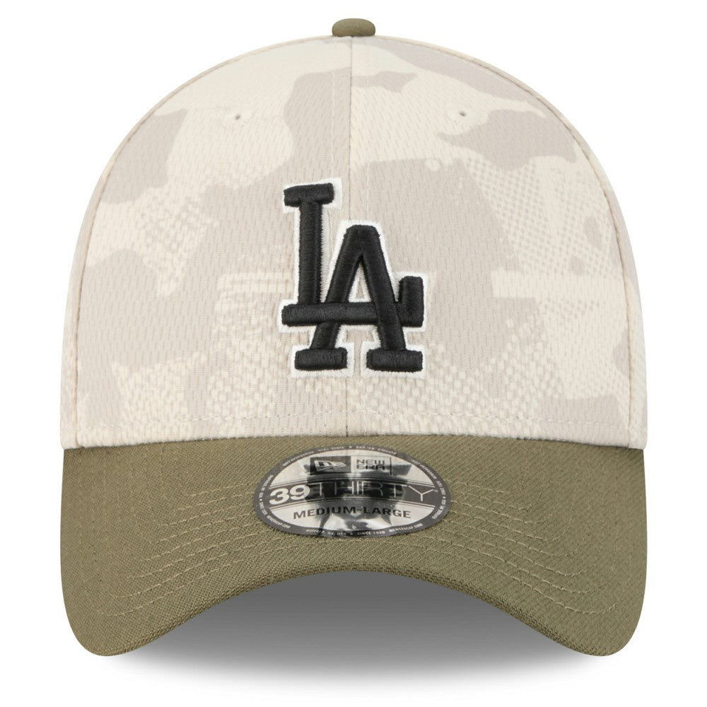 Light Beige/Olive Los Angeles Dodgers New Era 2025 Armed Forces Day 39THIRTY Flex Hat