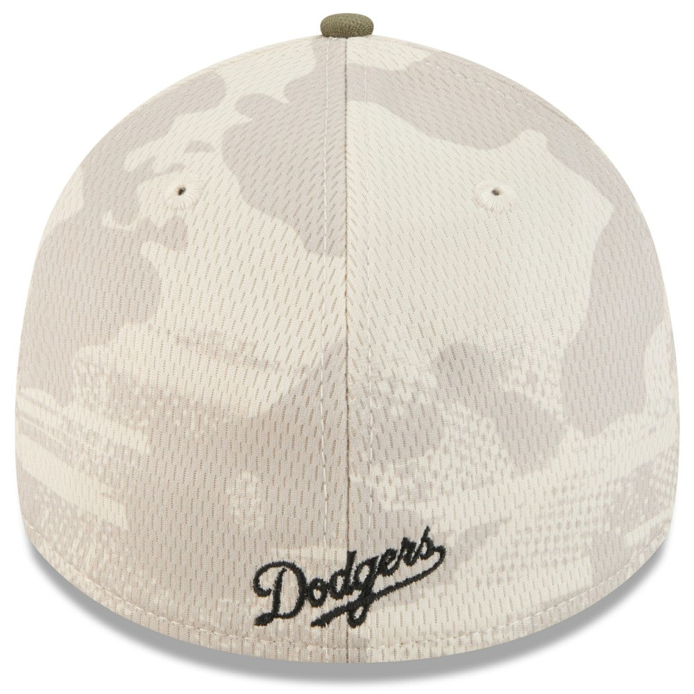 Light Beige/Olive Los Angeles Dodgers New Era 2025 Armed Forces Day 39THIRTY Flex Hat
