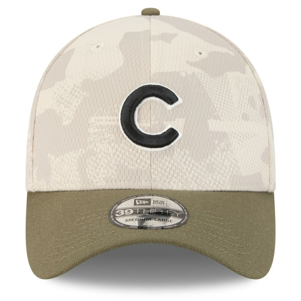 Light Beige/Olive Chicago Cubs New Era 2025 Armed Forces Day 39THIRTY Flex Hat