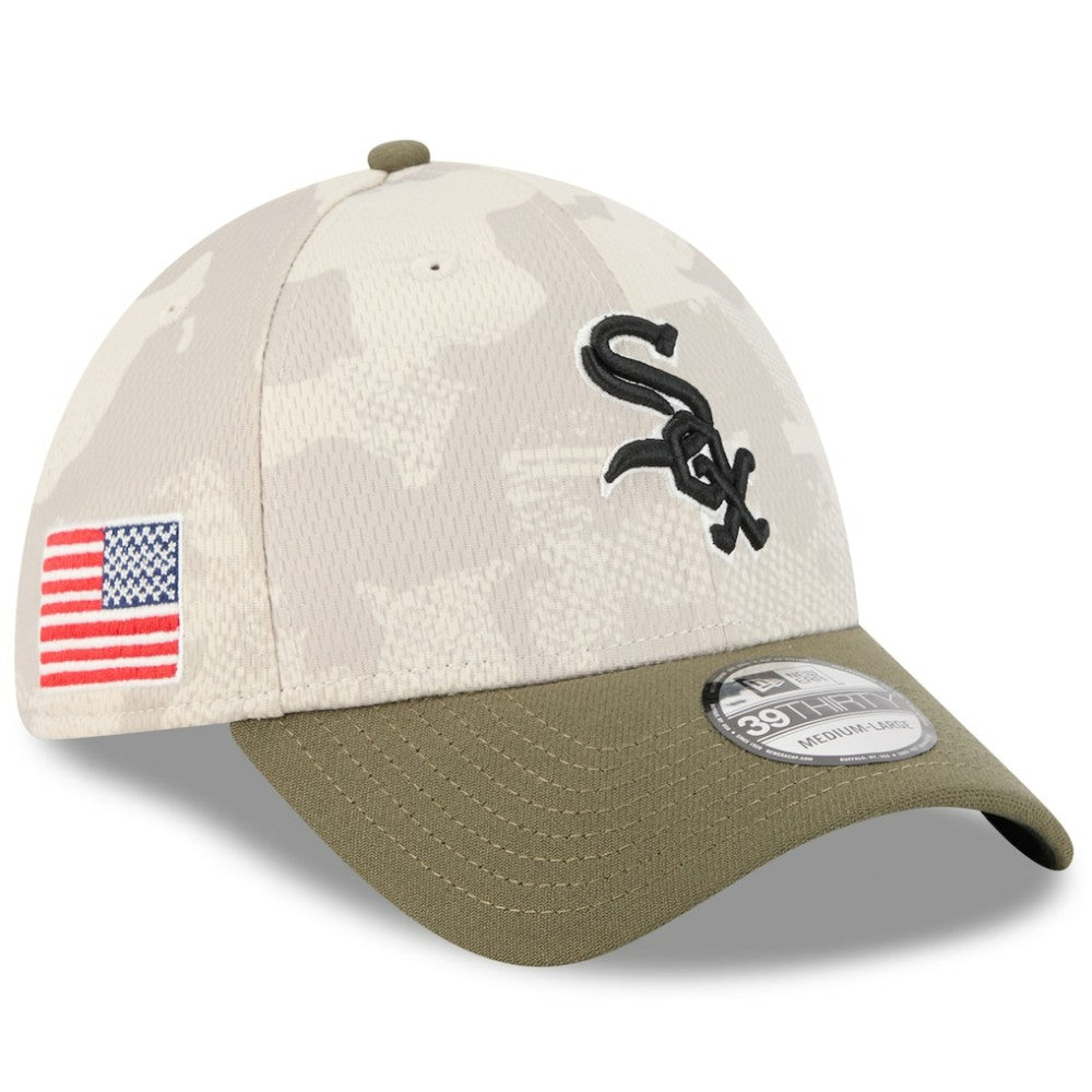 Light Beige/Olive Chicago White Sox New Era 2025 Armed Forces Day 39THIRTY Flex Hat