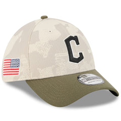 Light Beige/Olive Cleveland Guardians New Era 2025 Armed Forces Day 39THIRTY Flex Hat