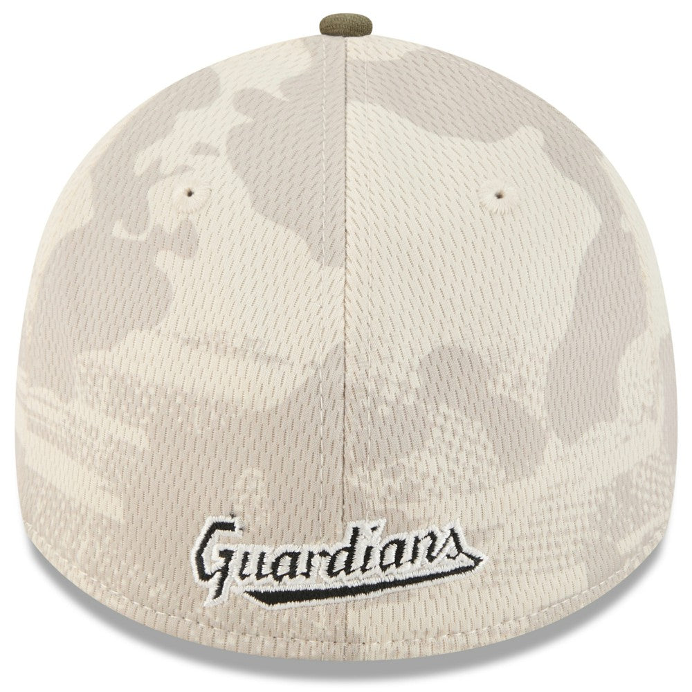 Light Beige/Olive Cleveland Guardians New Era 2025 Armed Forces Day 39THIRTY Flex Hat
