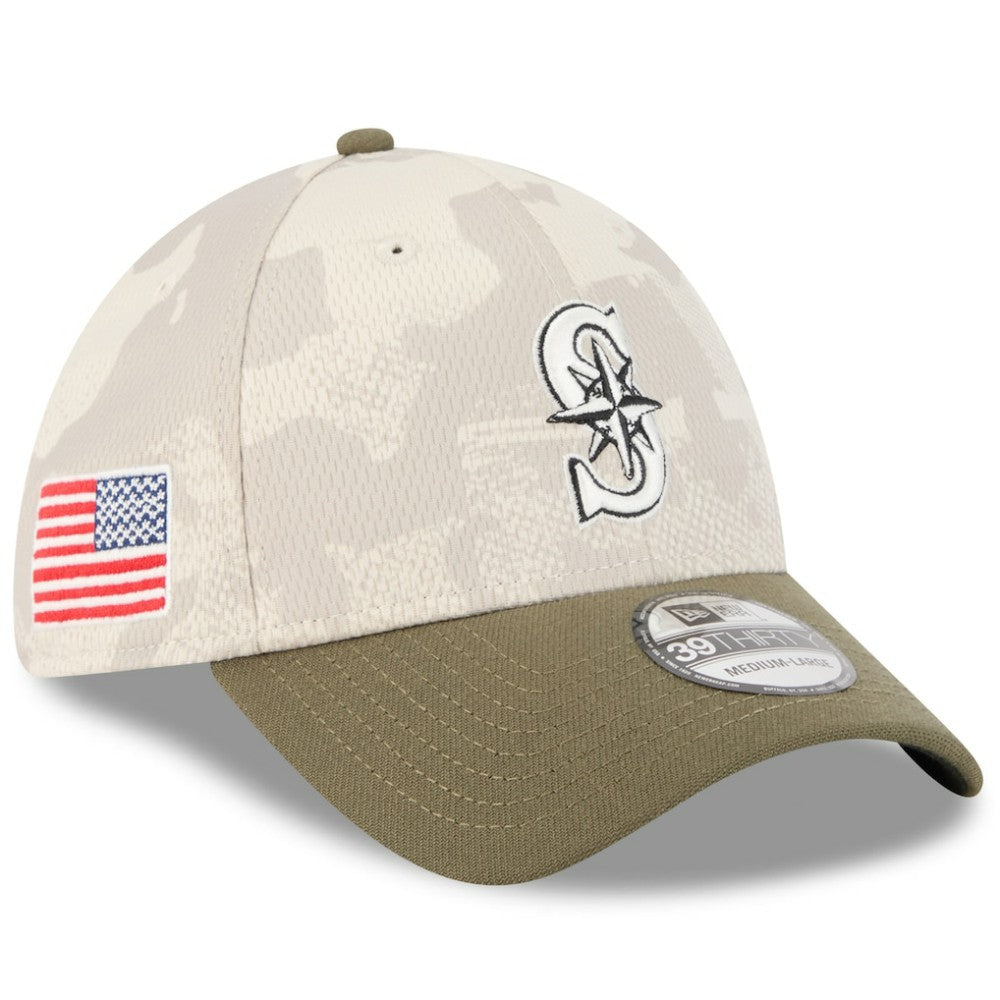 Light Beige/Olive Seattle Mariners New Era 2025 Armed Forces Day 39THIRTY Flex Hat