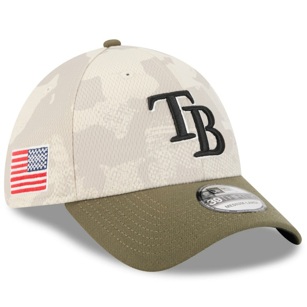 Light Beige/Olive Tampa Bay Rays New Era 2025 Armed Forces Day 39THIRTY Flex Hat