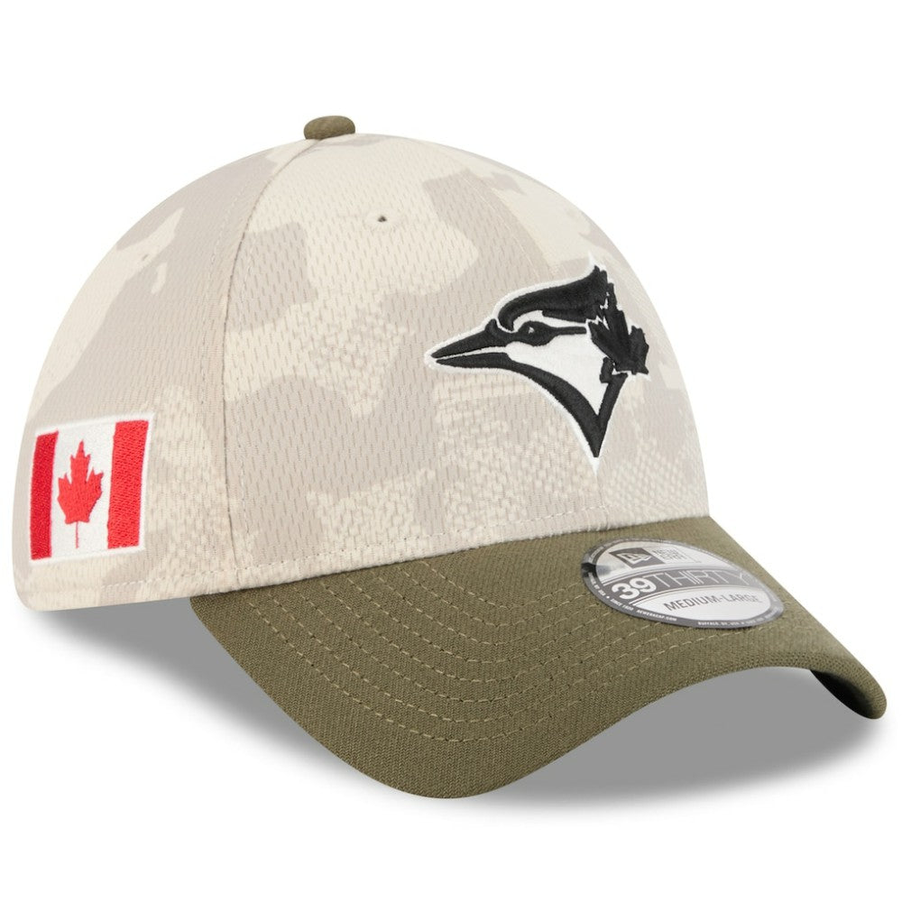 Light Beige/Olive Toronto Blue Jays New Era 2025 Armed Forces Day 39THIRTY Flex Hat