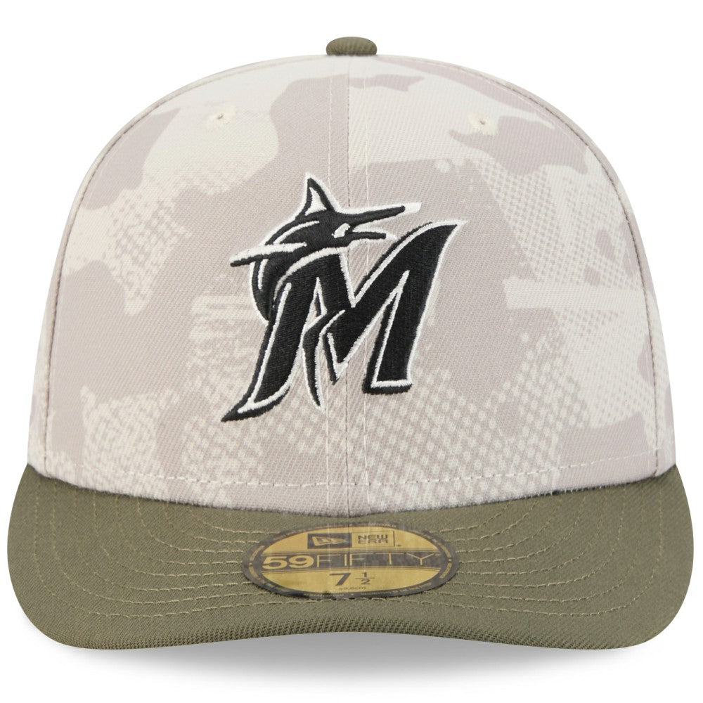Light Beige/Olive Miami Marlins New Era 2025 Armed Forces Day 59FIFTY Fitted Hat