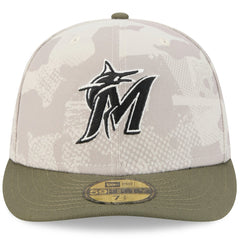 Light Beige/Olive Miami Marlins New Era 2025 Armed Forces Day 59FIFTY Fitted Hat