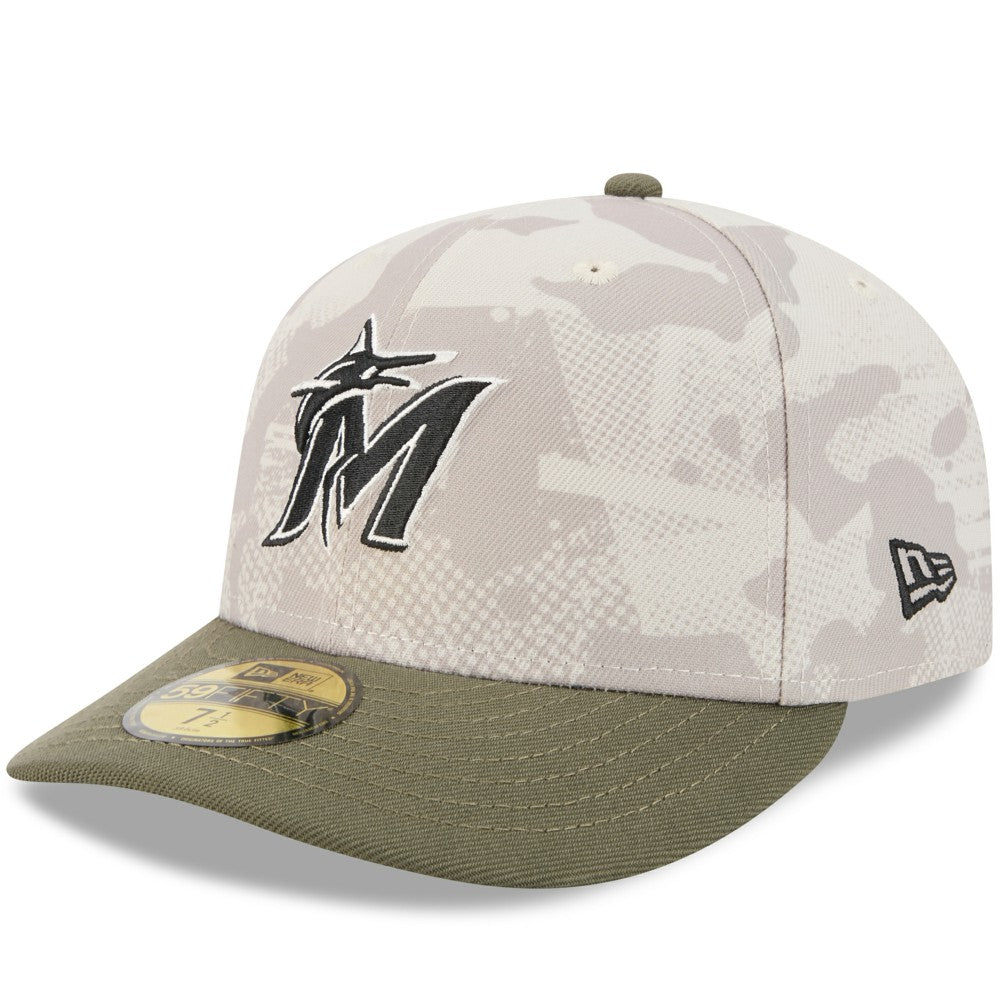 Light Beige/Olive Miami Marlins New Era 2025 Armed Forces Day 59FIFTY Fitted Hat