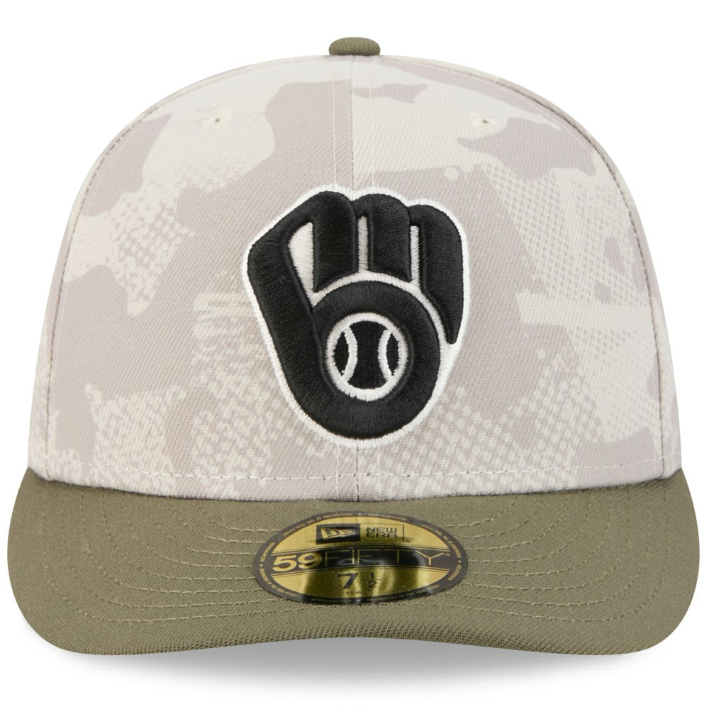 Light Beige/Olive Milwaukee Brewers New Era 2025 Armed Forces Day 59FIFTY Fitted Hat