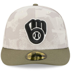 Light Beige/Olive Milwaukee Brewers New Era 2025 Armed Forces Day 59FIFTY Fitted Hat