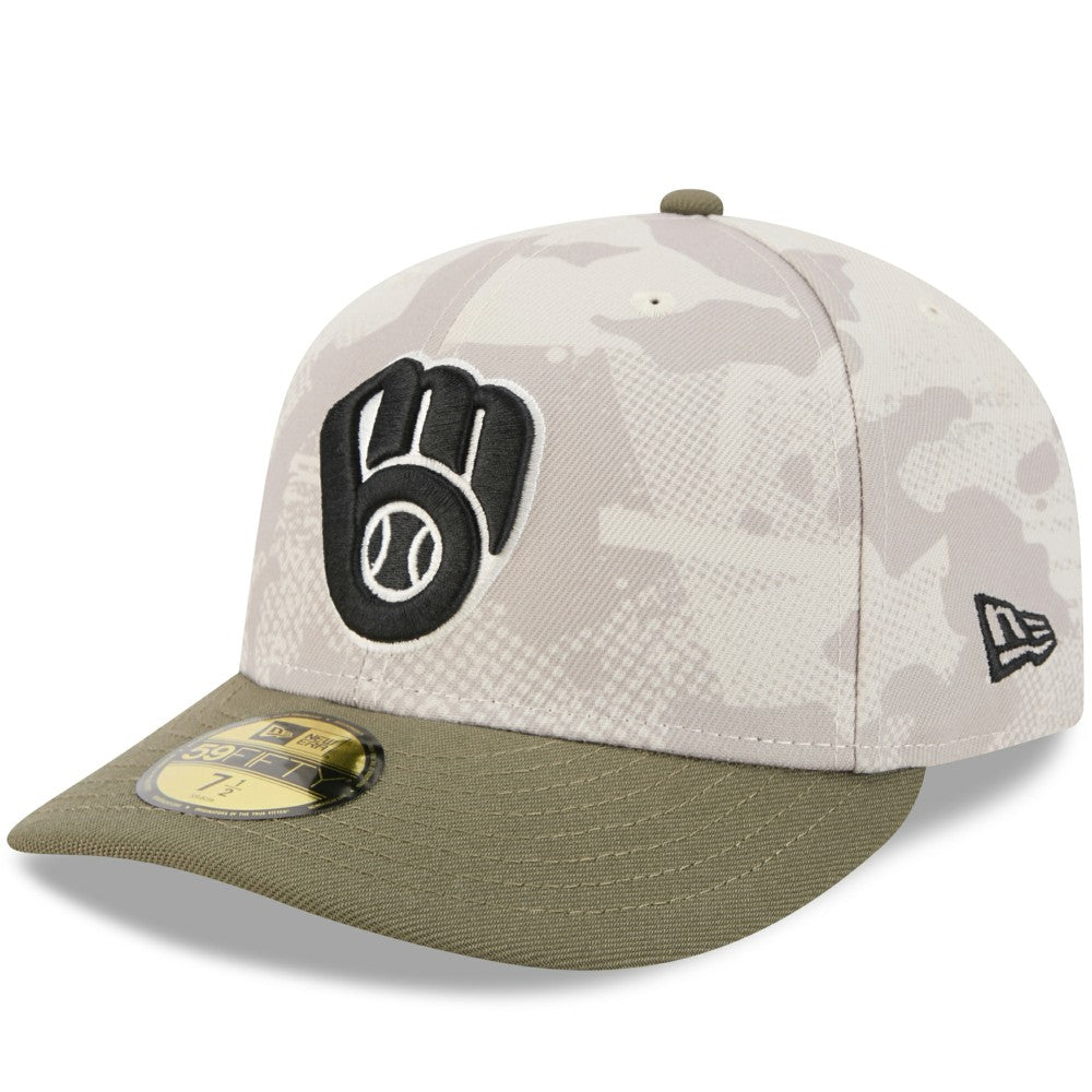 Light Beige/Olive Milwaukee Brewers New Era 2025 Armed Forces Day 59FIFTY Fitted Hat