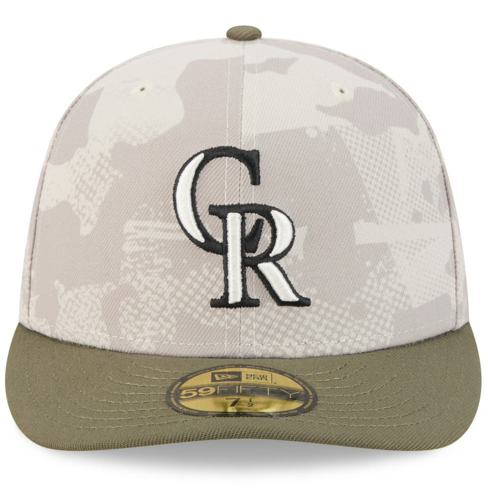 Light Beige/Olive Colorado Rockies New Era 2025 Armed Forces Day 59FIFTY Fitted Hat