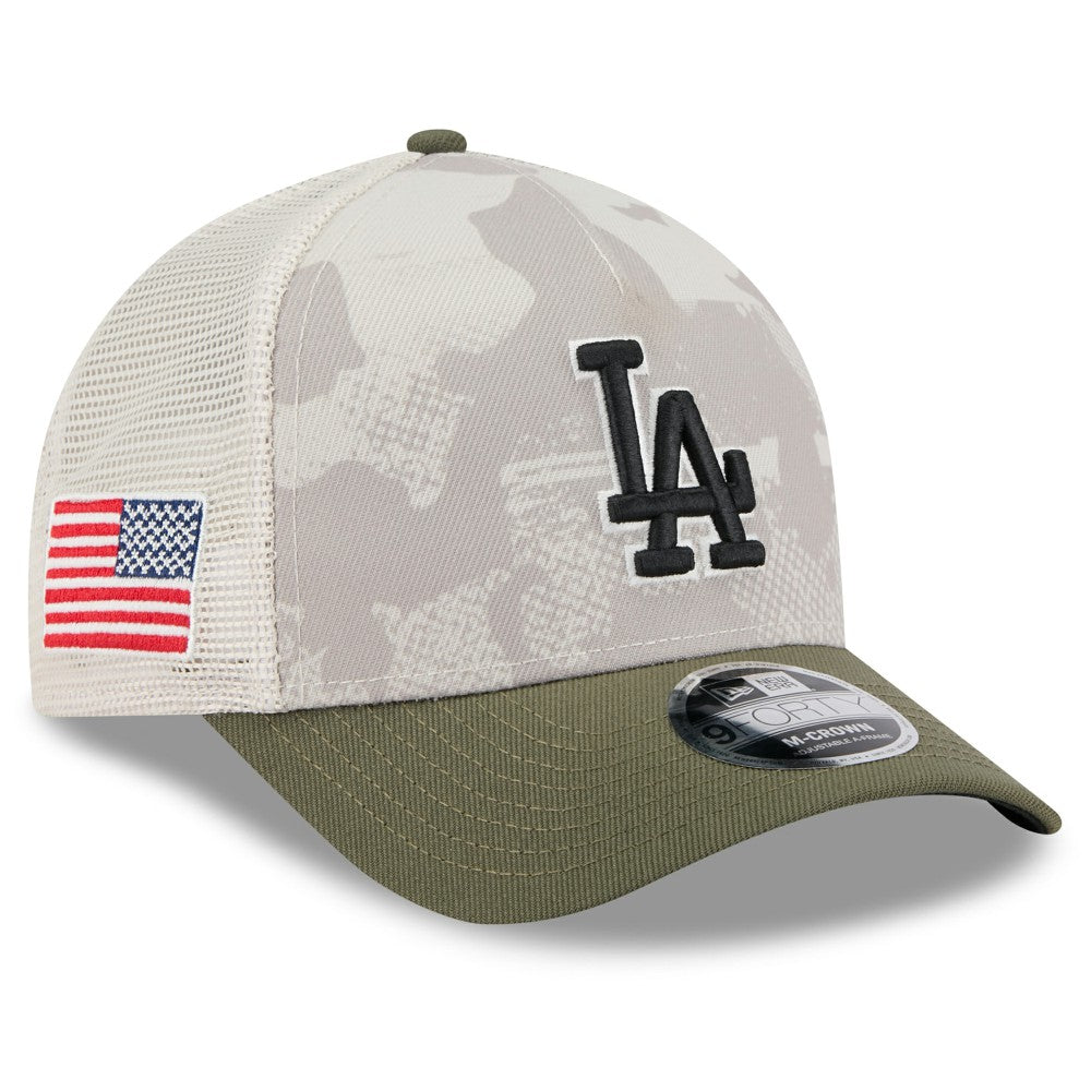 Light Beige/Olive Los Angeles Dodgers New Era 2025 Armed Forces Day 9FORTY M-Crown A-Frame Adjustable Hat