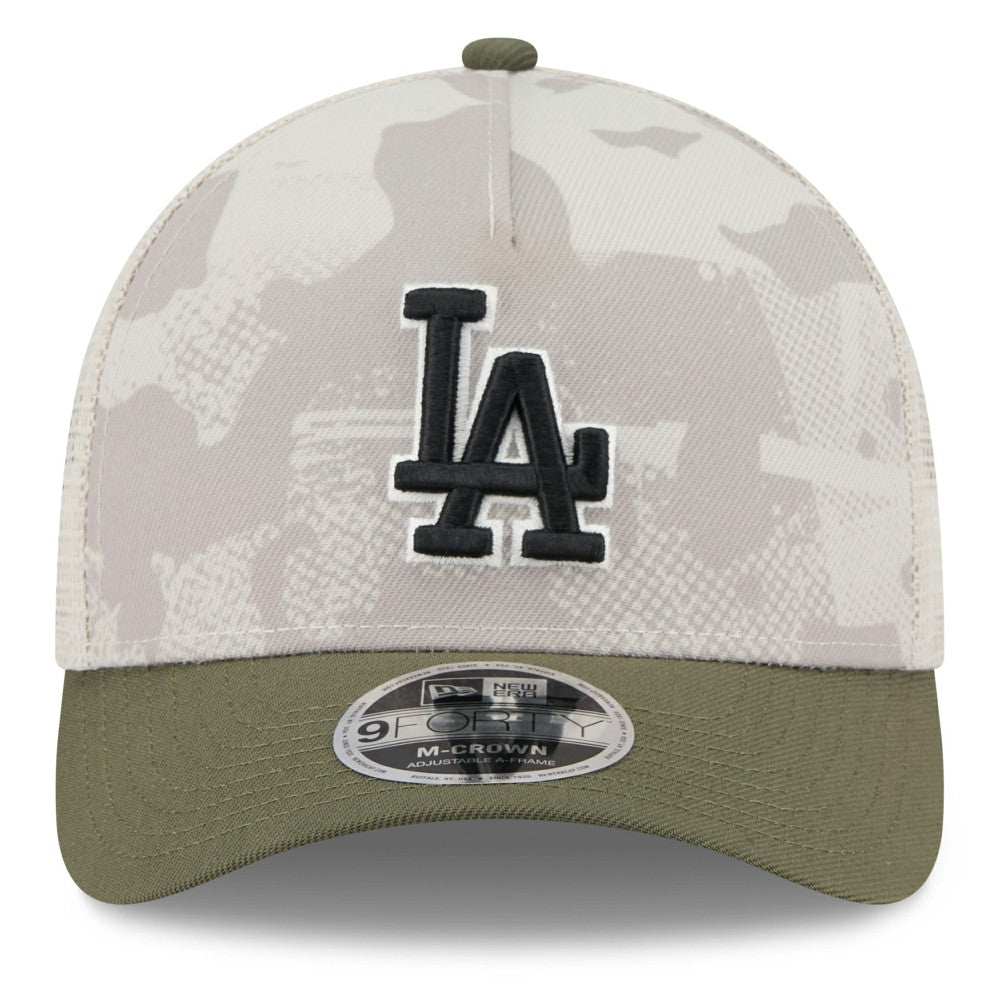 Light Beige/Olive Los Angeles Dodgers New Era 2025 Armed Forces Day 9FORTY M-Crown A-Frame Adjustable Hat
