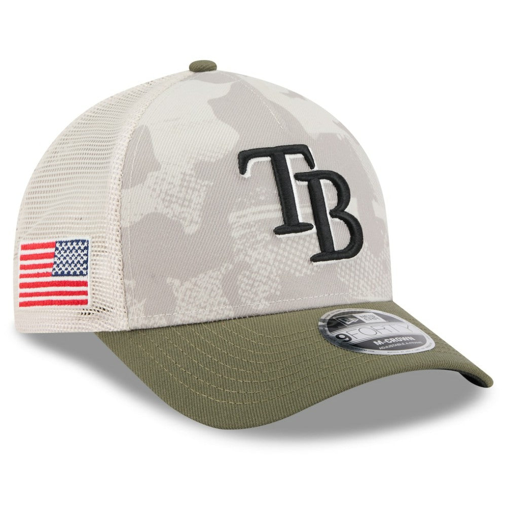 Light Beige/Olive Tampa Bay Rays New Era 2025 Armed Forces Day 9FORTY M-Crown A-Frame Adjustable Hat