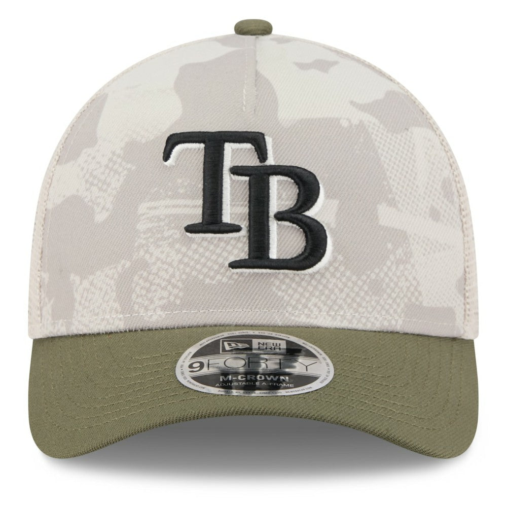 Light Beige/Olive Tampa Bay Rays New Era 2025 Armed Forces Day 9FORTY M-Crown A-Frame Adjustable Hat