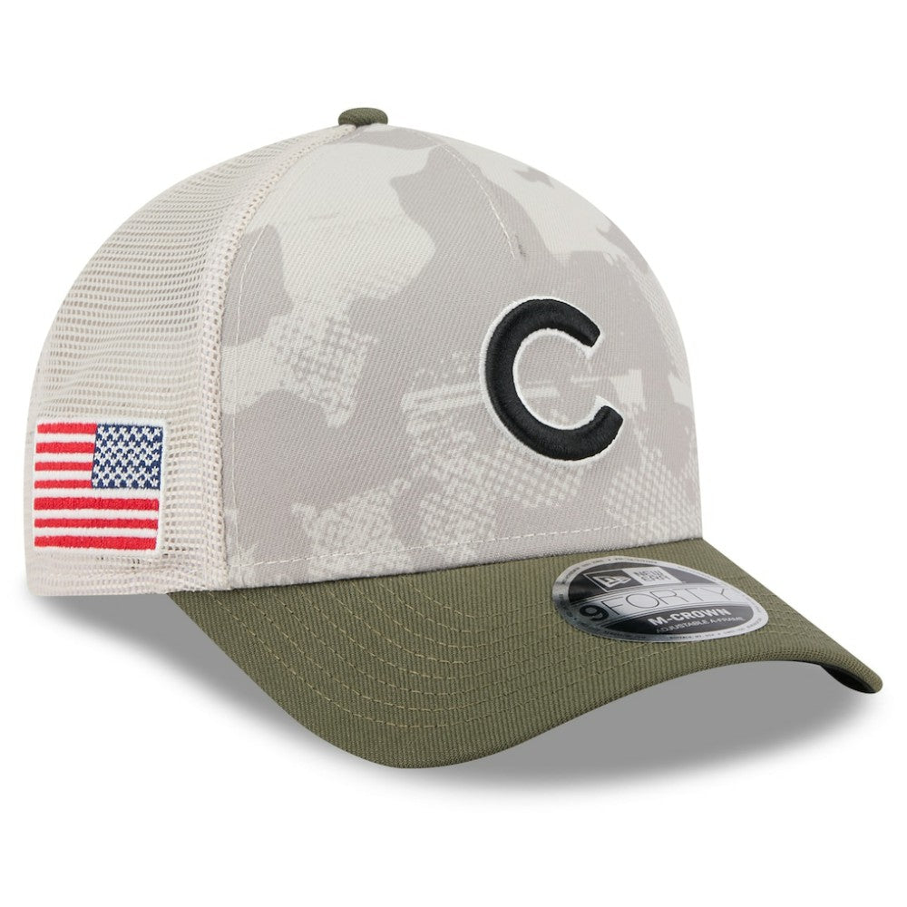 Light Beige/Olive Chicago Cubs New Era 2025 Armed Forces Day 9FORTY M-Crown A-Frame Adjustable Hat