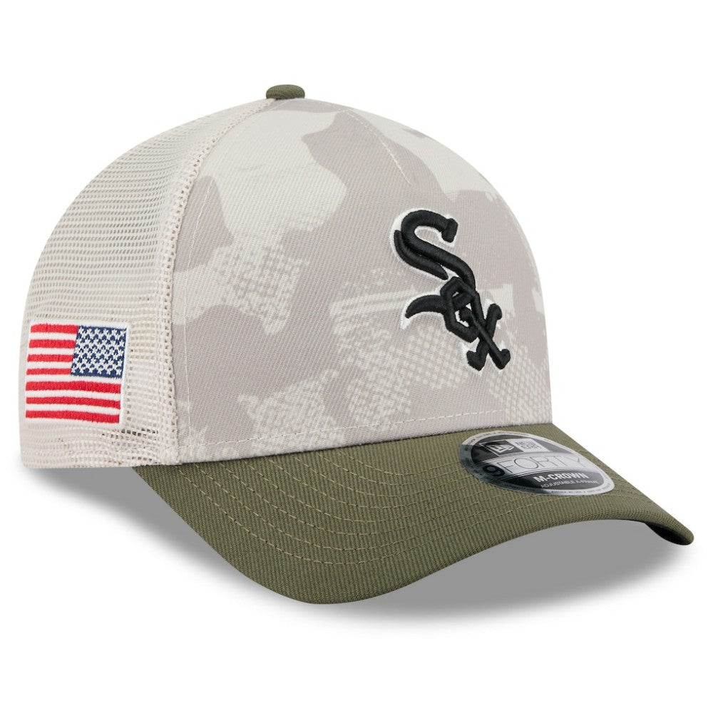 Light Beige/Olive Chicago White Sox New Era 2025 Armed Forces Day 9FORTY M-Crown A-Frame Adjustable Hat