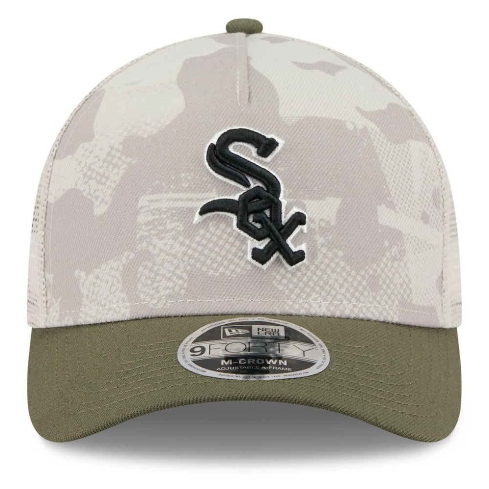 Light Beige/Olive Chicago White Sox New Era 2025 Armed Forces Day 9FORTY M-Crown A-Frame Adjustable Hat