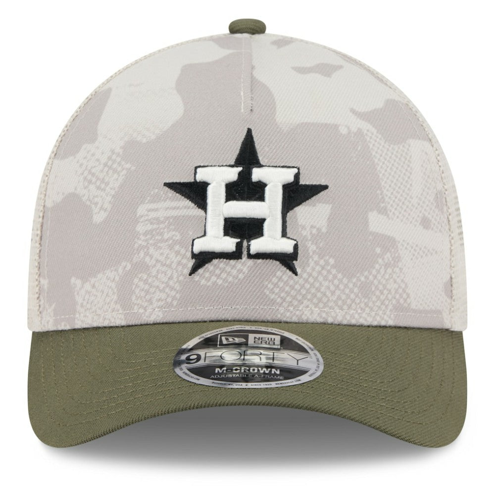 Light Beige/Olive Houston Astros New Era 2025 Armed Forces Day 9FORTY M-Crown A-Frame Adjustable Hat