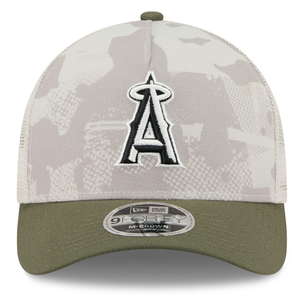 Light Beige/Olive Los Angeles Angels New Era 2025 Armed Forces Day 9FORTY M-Crown A-Frame Adjustable Hat