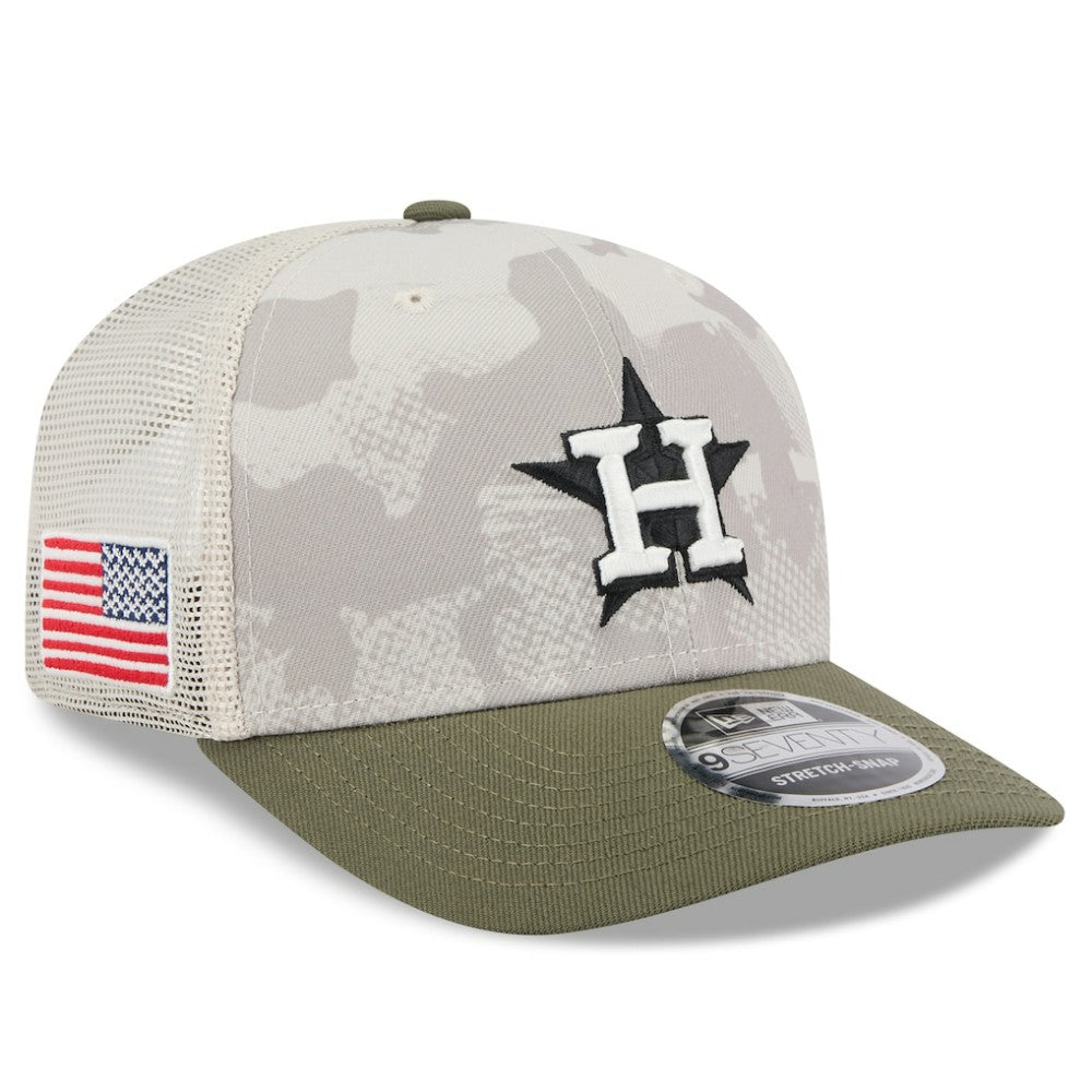 Light Beige/Olive Houston Astros New Era 2025 Armed Forces Day 9SEVENTY Stretch-Snap Hat