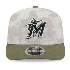 Light Beige/Olive Miami Marlins New Era 2025 Armed Forces Day 9SEVENTY Stretch-Snap Hat